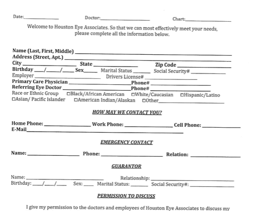 Thumbnail image of the New Patient Information form